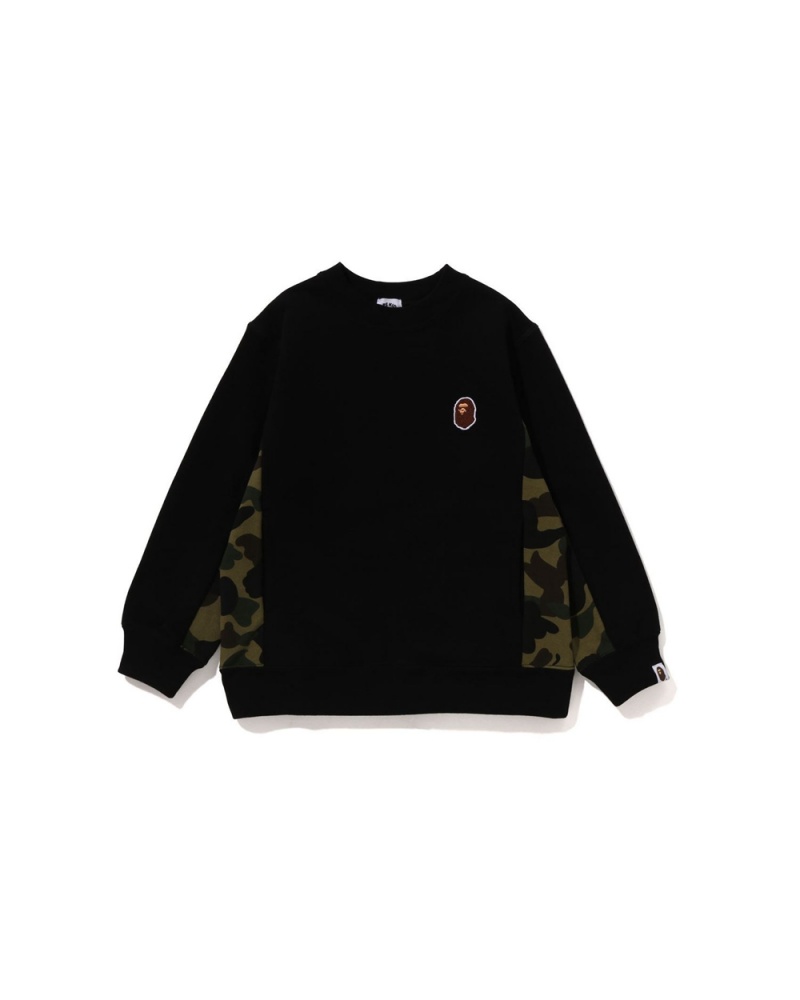 Hauts Bape 1st Panel Ape Head One Point Crewneck Noir Enfant | OIY-95025997